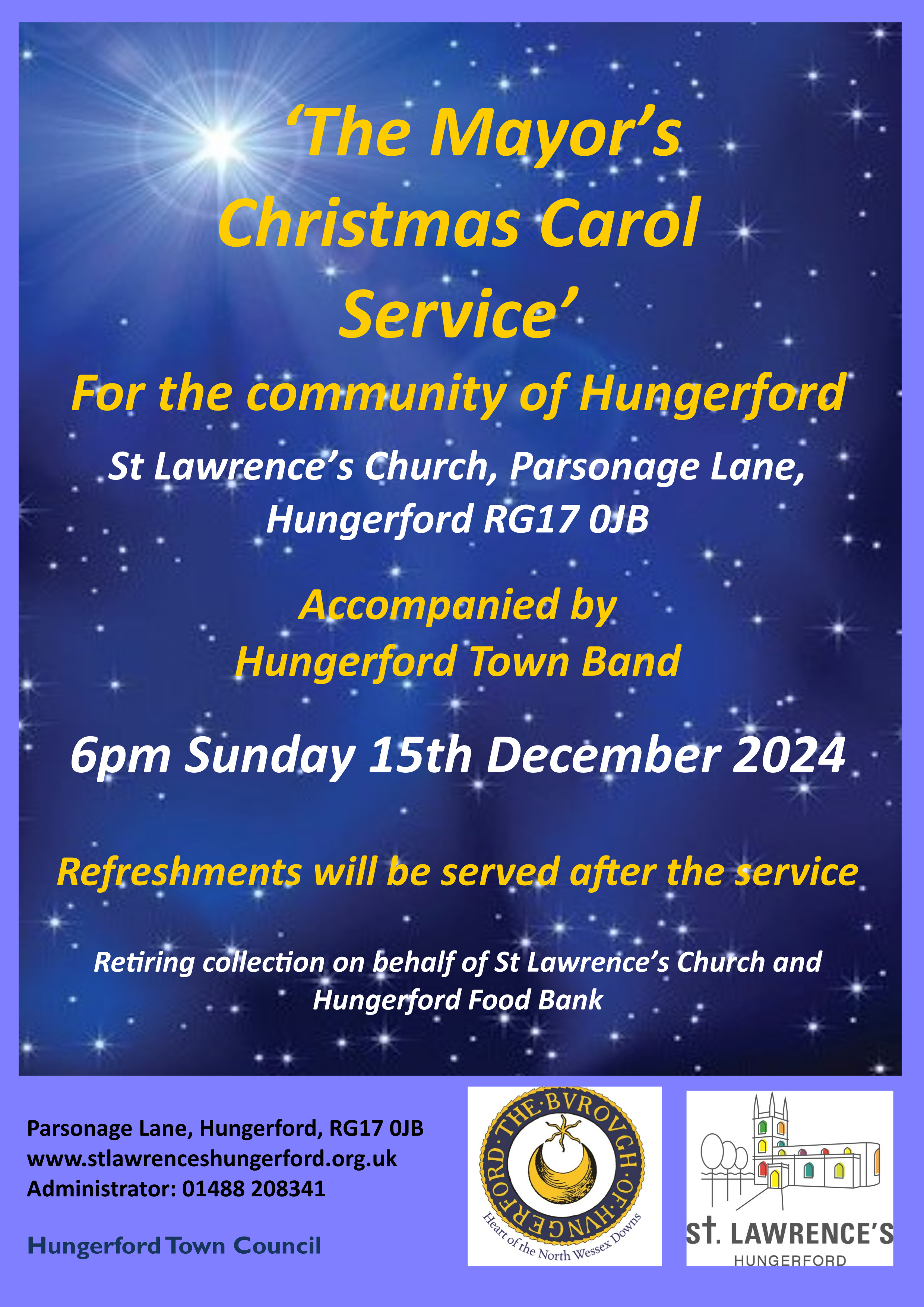 Mayor's Carol Service leaflet inviting residents